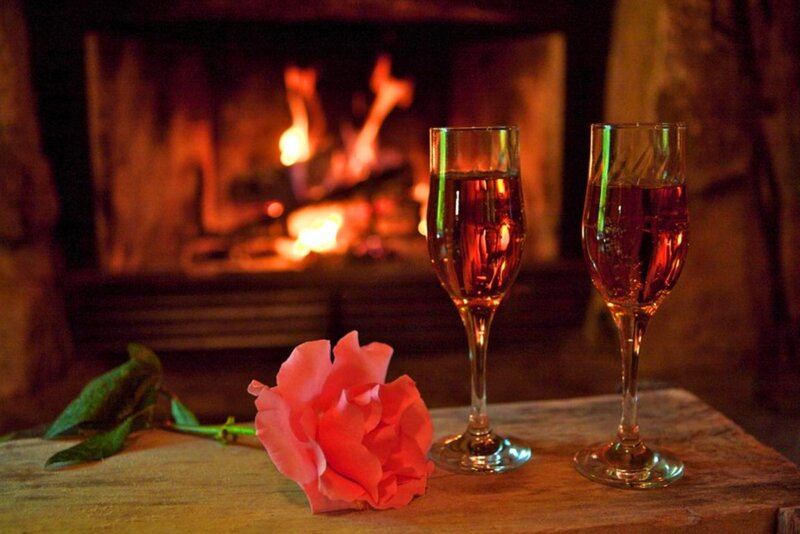 Two Wine Glasses and Rose — Red