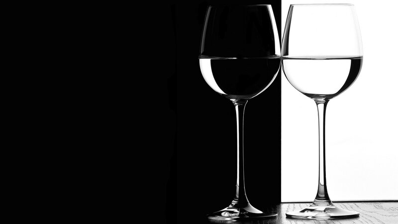 Two Wine Glasses — Black, Dramatic, Photograph, Glass, Liquid, Table