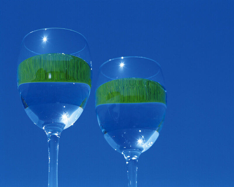 Two Wine Glasses — Blue, Serene