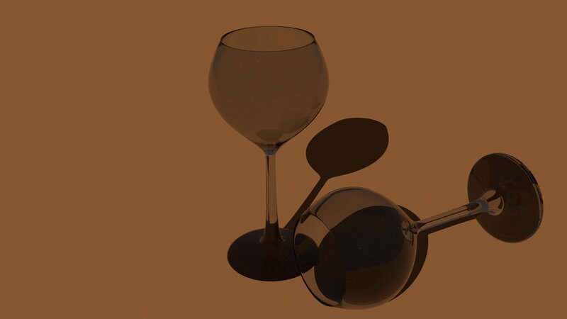 Two Wine Glasses — Brown, Minimalist, 3d Render