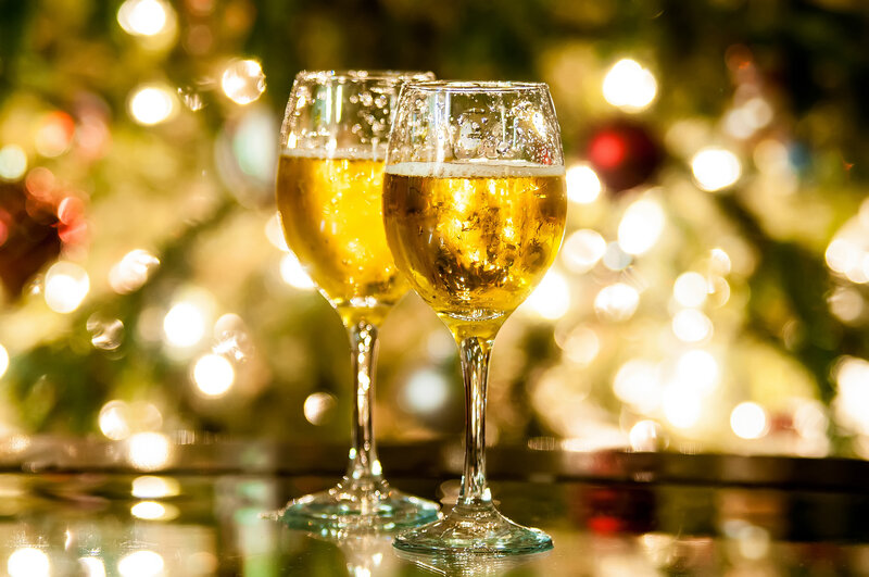 Two Wine Glasses — Gold, Festive, Night