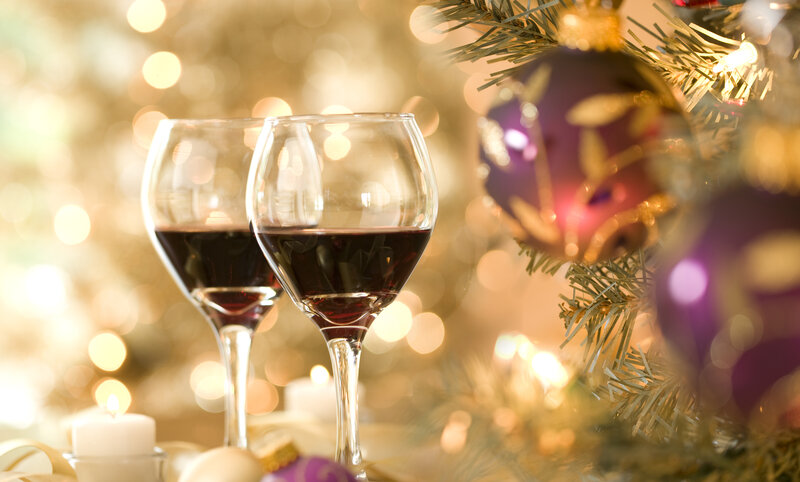 Two Wine Glasses — Gold, Festive