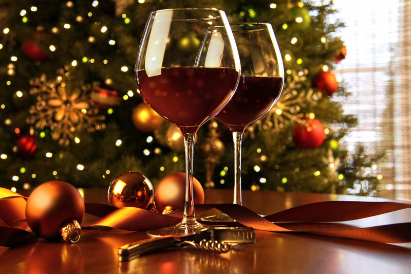 Two Wine Glasses on Table — Red