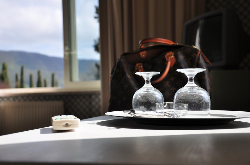 Two Wine Glasses on Tray