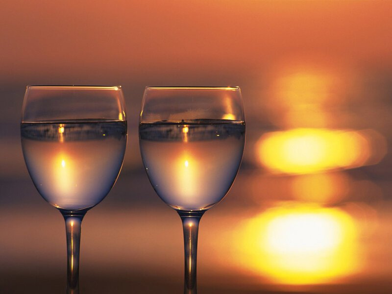 Two Wine Glasses — Orange, Serene, Sunset