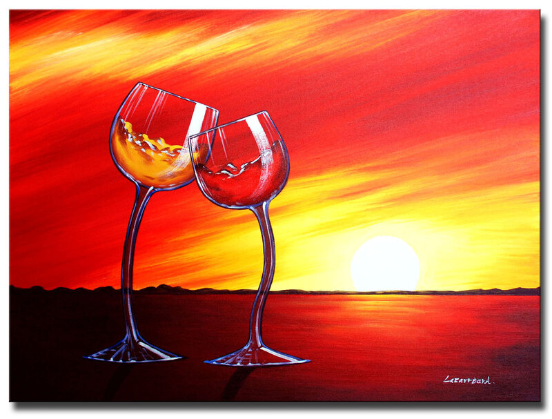 Two Wine Glasses — Red, Dramatic, Sunset