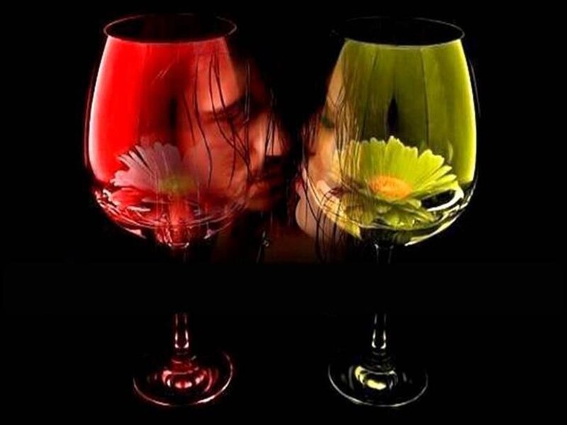Two Wine Glasses — Red, Dramatic