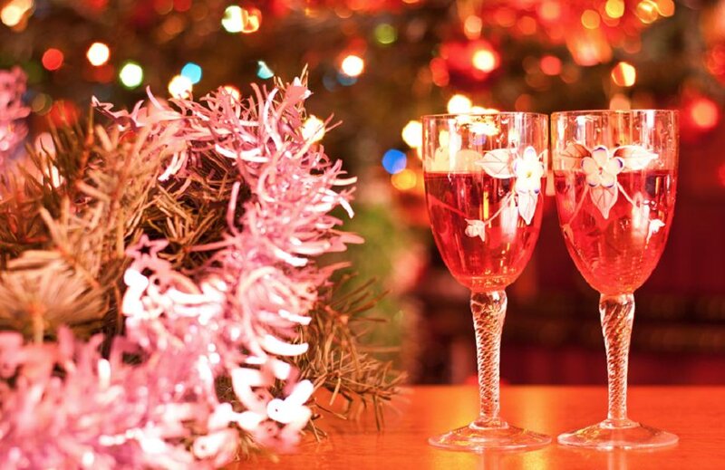Two Wine Glasses — Red, Festive, Night