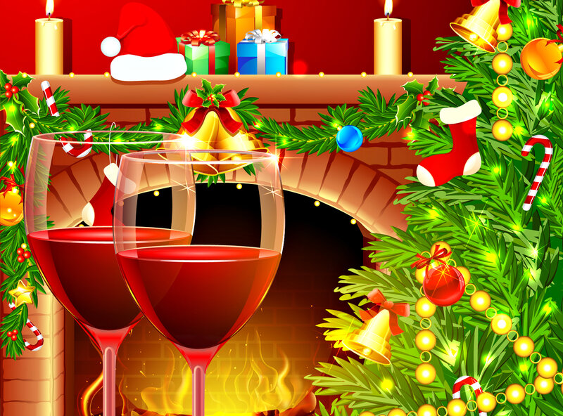 Two Wine Glasses — Red, Festive, Winter