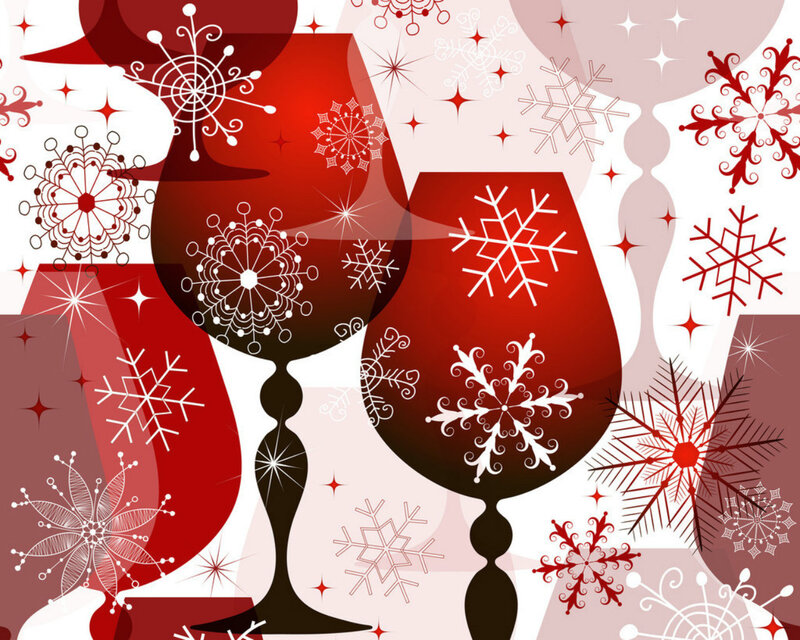 Two Wine Glasses — Red, Festive, Winter, Vector Art