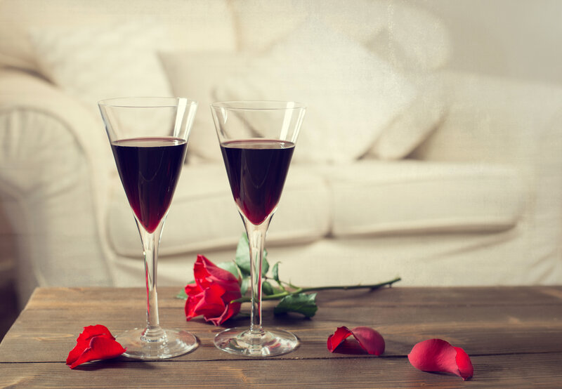Two Wine Glasses — Red, Romantic, Photograph