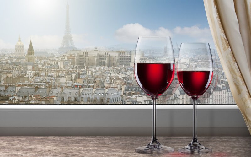 Two Wine Glasses — Red, Serene, Afternoon