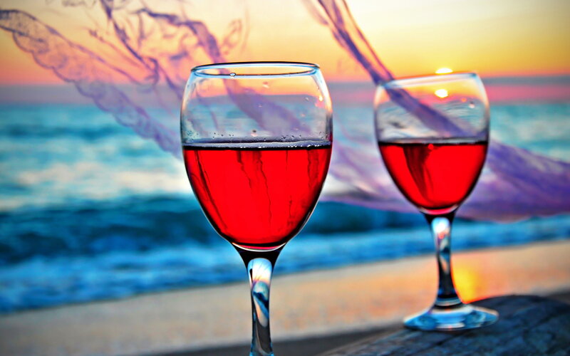 Two Wine Glasses — Red, Serene