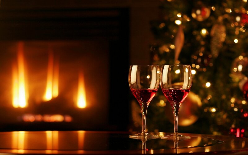 Two Wine Glasses — Red