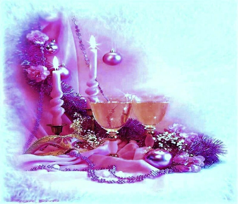 Two Wine Glasses with Candles