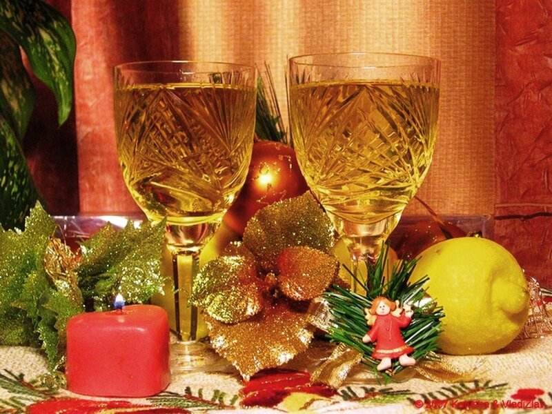 Two Wine Glasses with Decorations