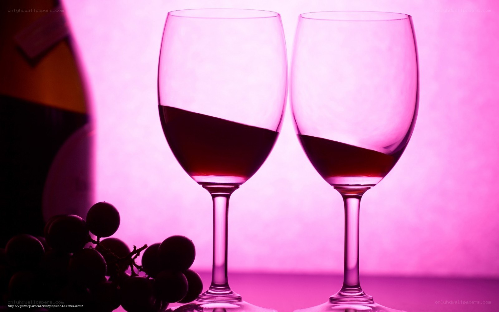 Two wine glasses with grapes