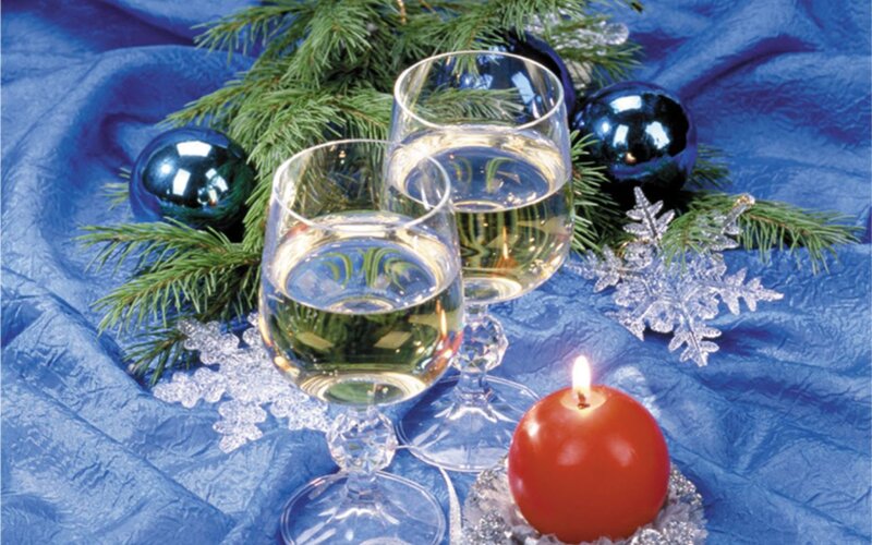 Two Wine Glasses with Ornaments