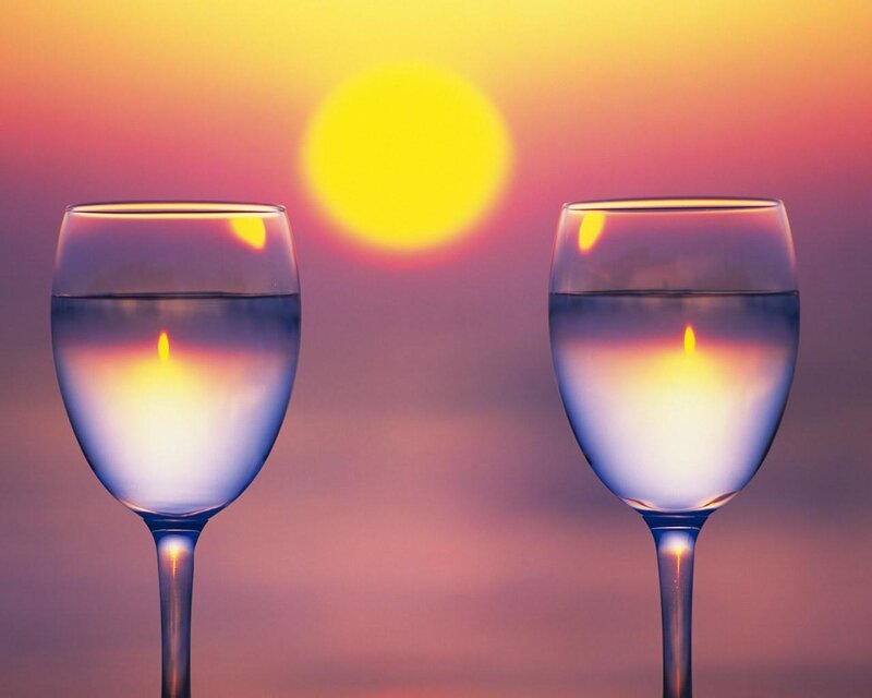 Two Wine Glasses — Yellow, Serene, Sunset