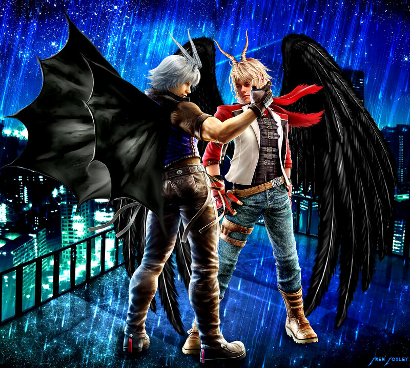 Two Winged Characters — Blue, Dramatic