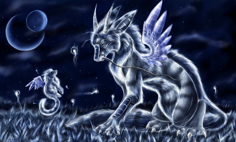 Two Winged Dragons — Blue