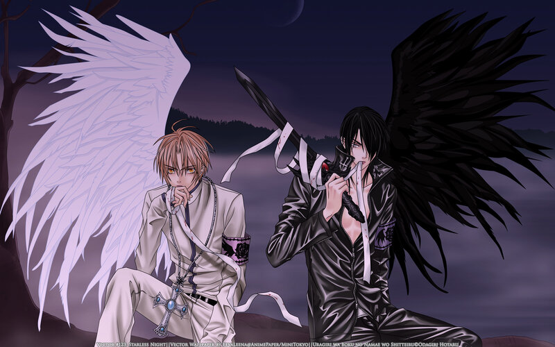 Two Winged Figures — Black, Dramatic, Night