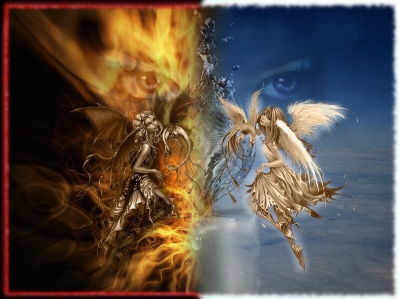 Two Winged Figures — Blue