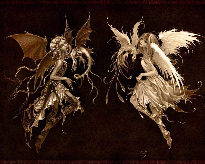 Two Winged Figures — Brown