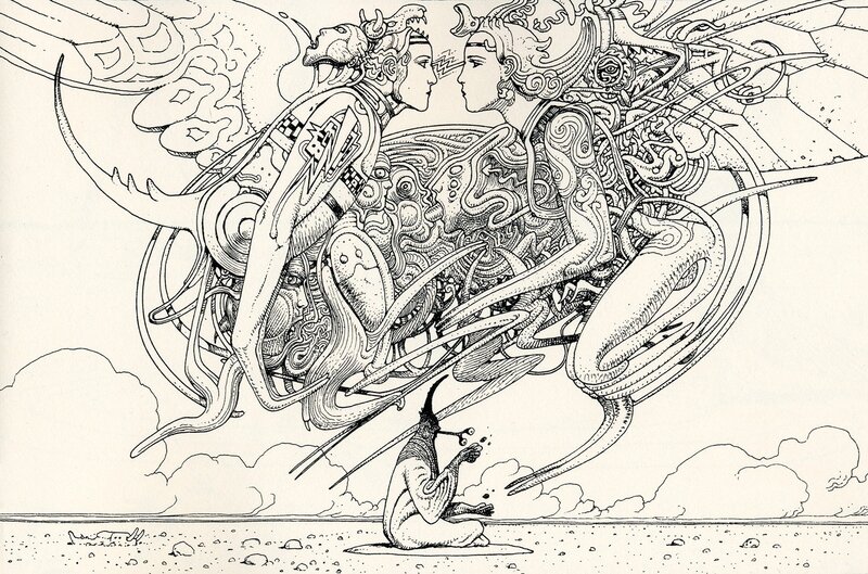 Two Winged Figures Facing Each Other