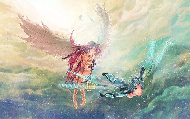 Two Winged Figures Flying