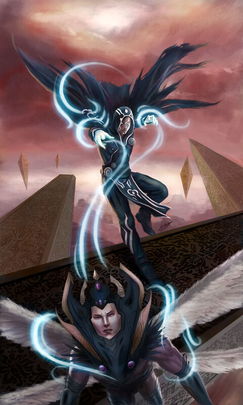 Two Winged Figures in Combat