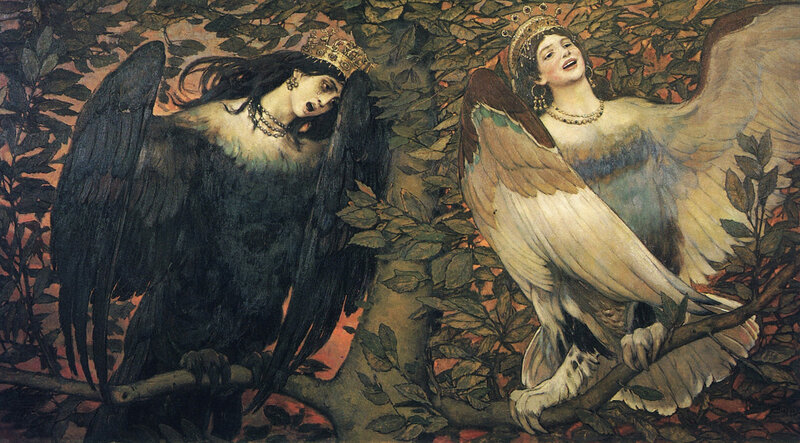 Two Winged Figures in Forest