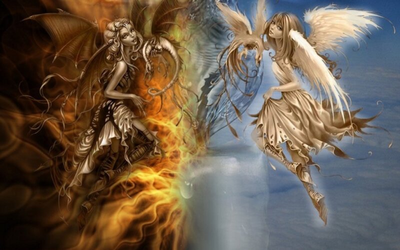 Two Winged Figures — Orange