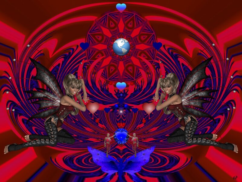 Two Winged Figures — Red