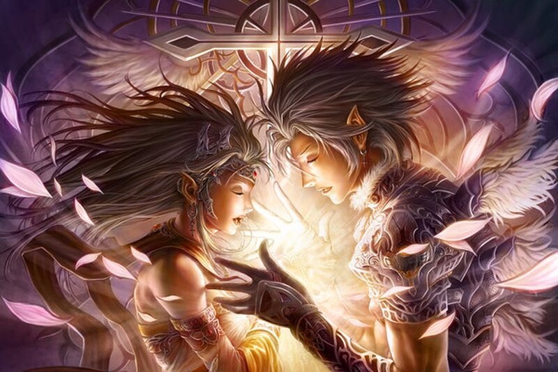 Two Winged Figures Touching