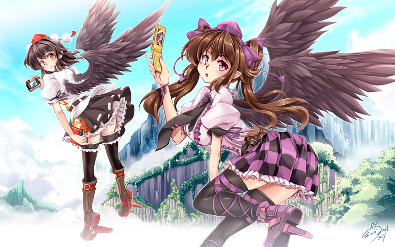 Two Winged Girls with Cameras