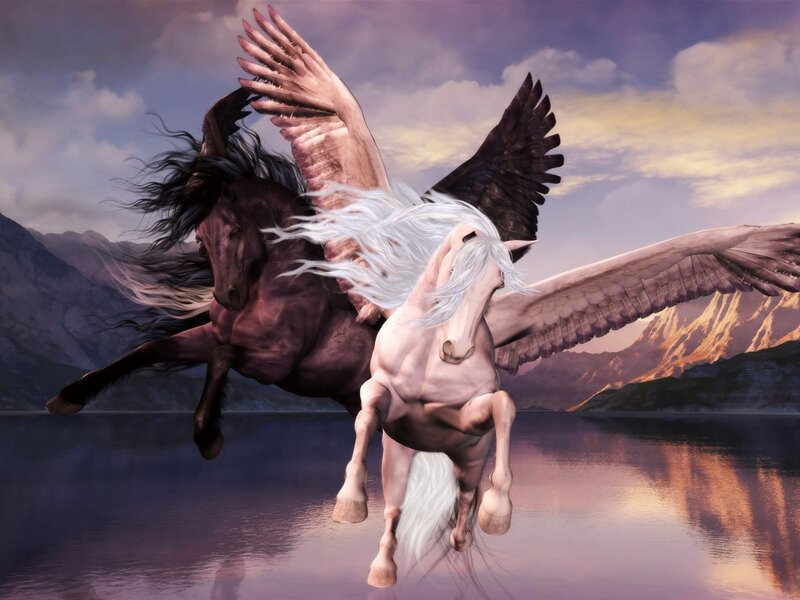 Two Winged Horses — Purple