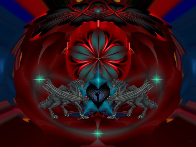 Two Winged Horses — Red