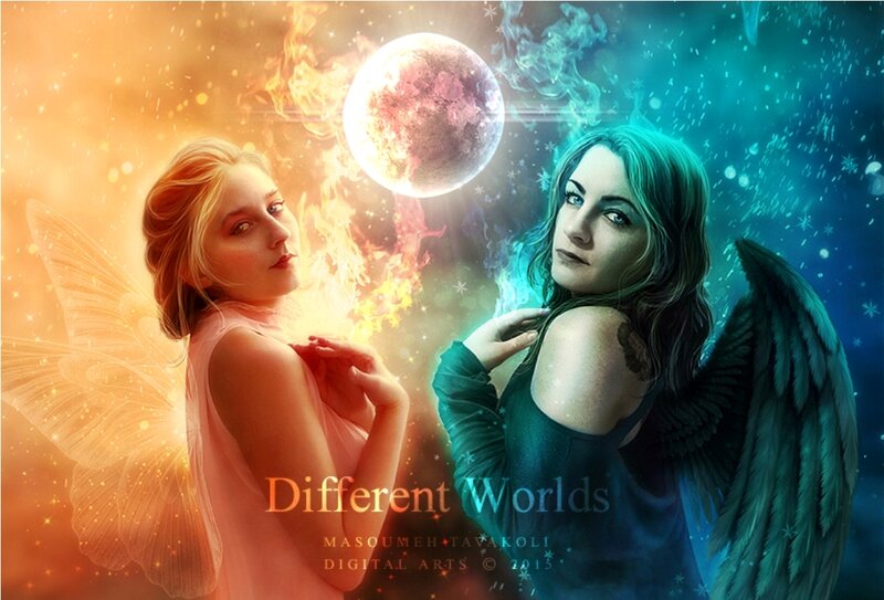 Two Winged Women — Orange