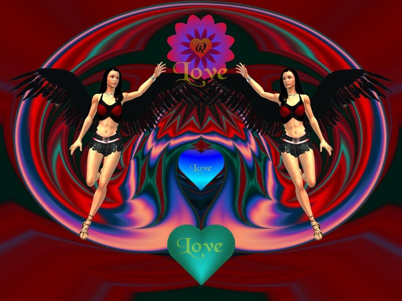 Two Winged Women — Red