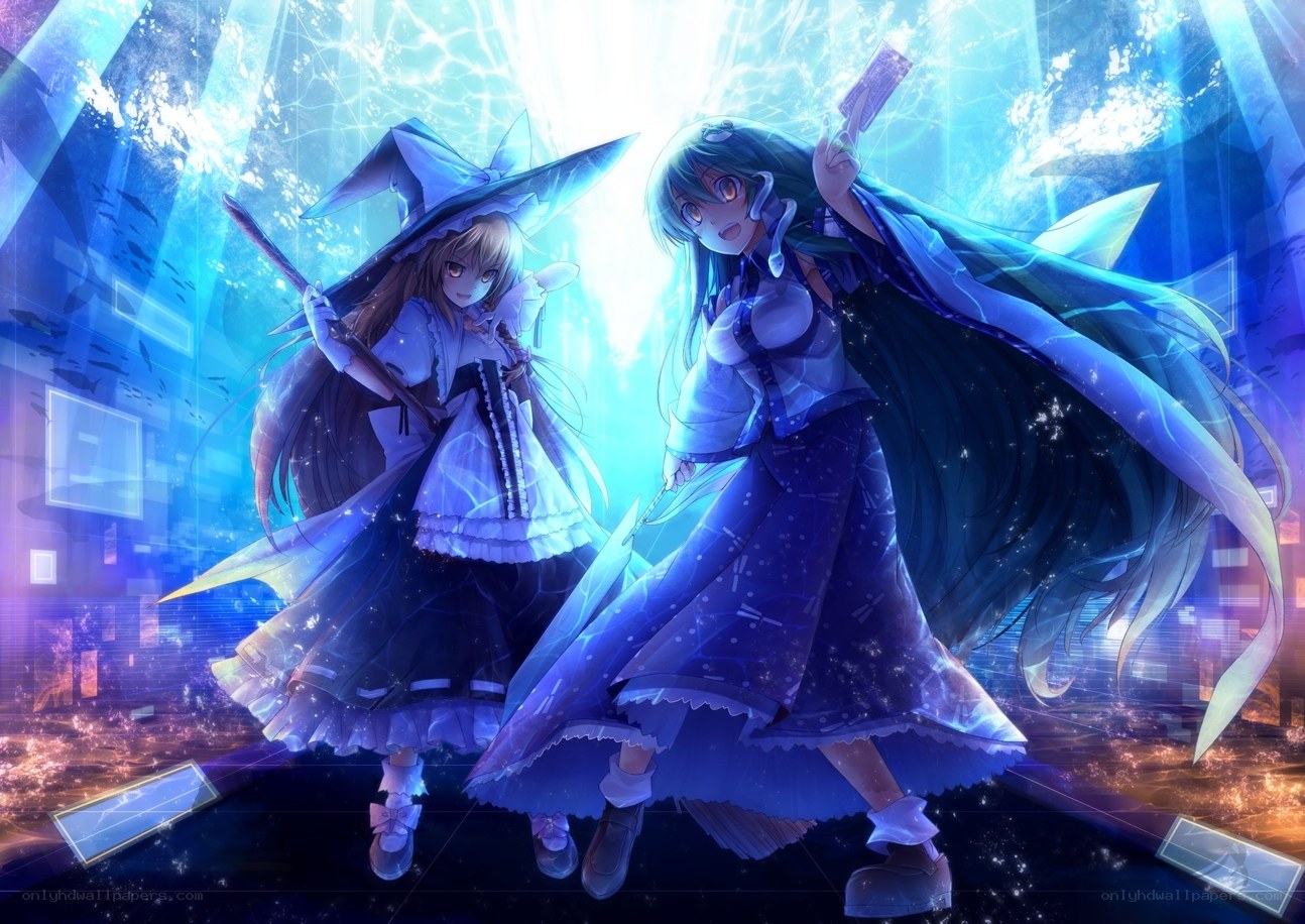 two witches in magical light