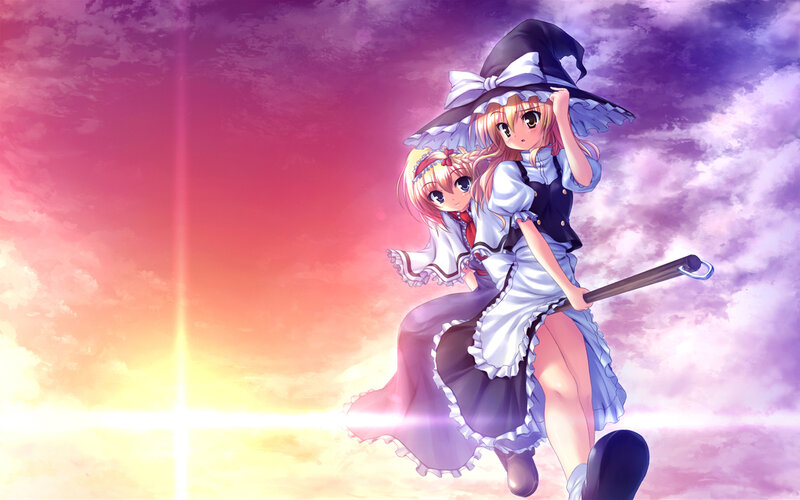 two witches on a broomstick