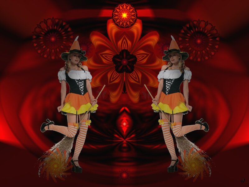 Two Witches on Brooms