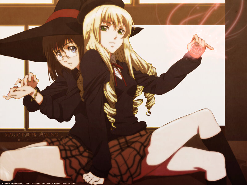 Two witches practicing magic
