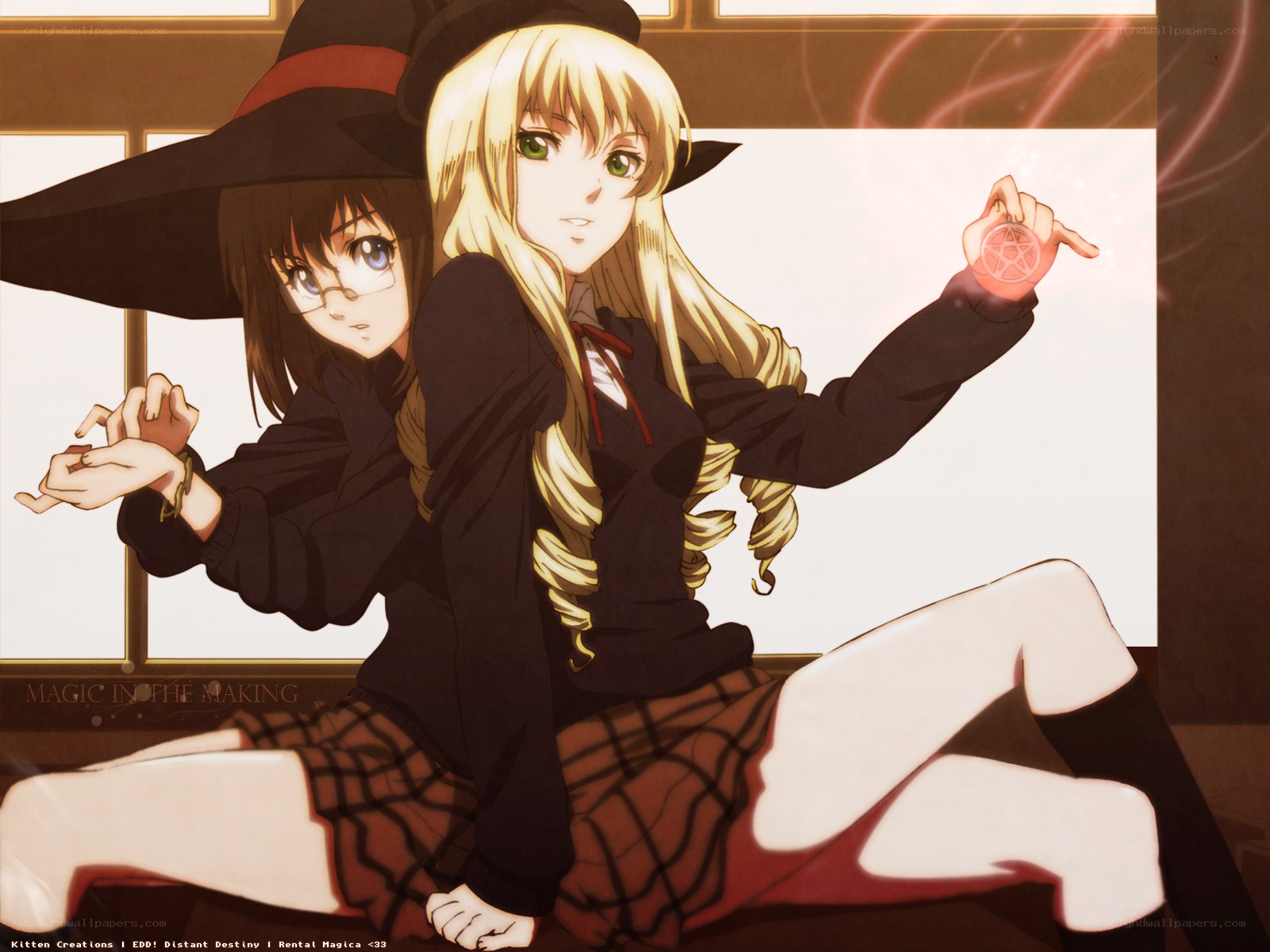 Two witches practicing magic
