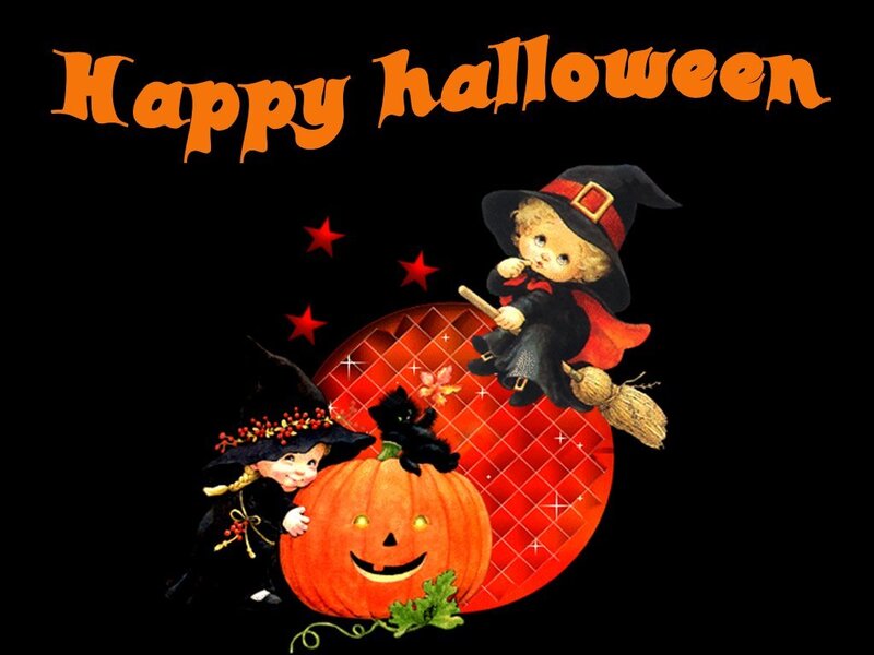 Two Witches with Pumpkin