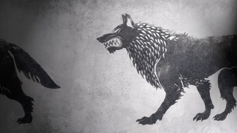 Two Wolves Facing Each Other — Black, Dramatic, Illustration