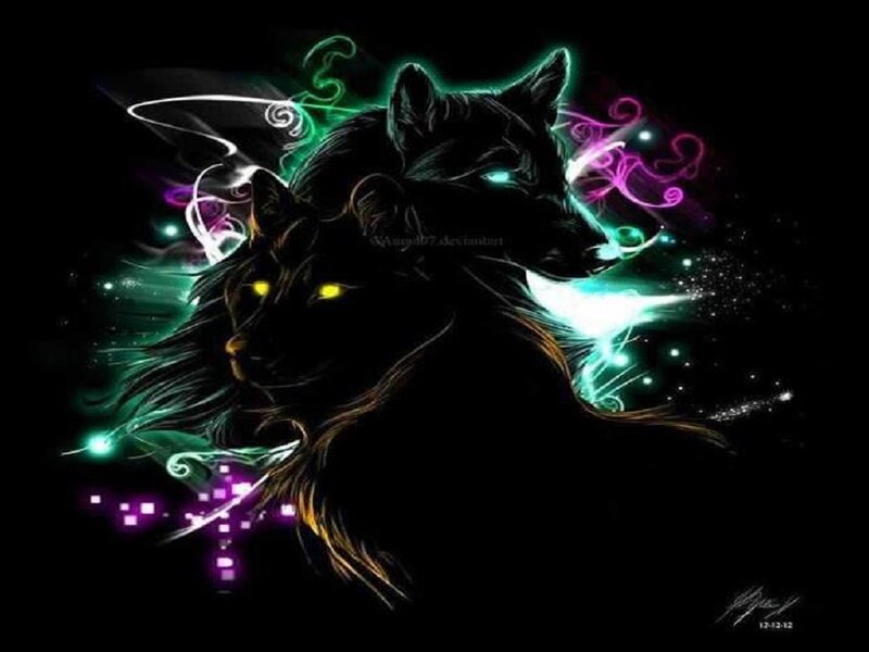Two Wolves Glowing
