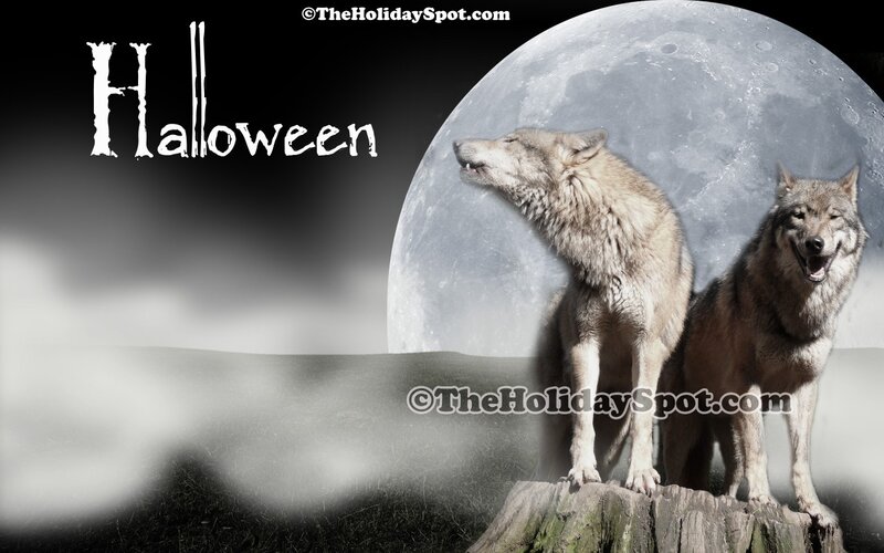Two Wolves Howling — Gray, Dramatic, Night, Photograph, Moon