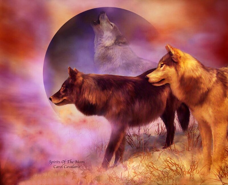 Two Wolves Howling — Purple, Dramatic, Night